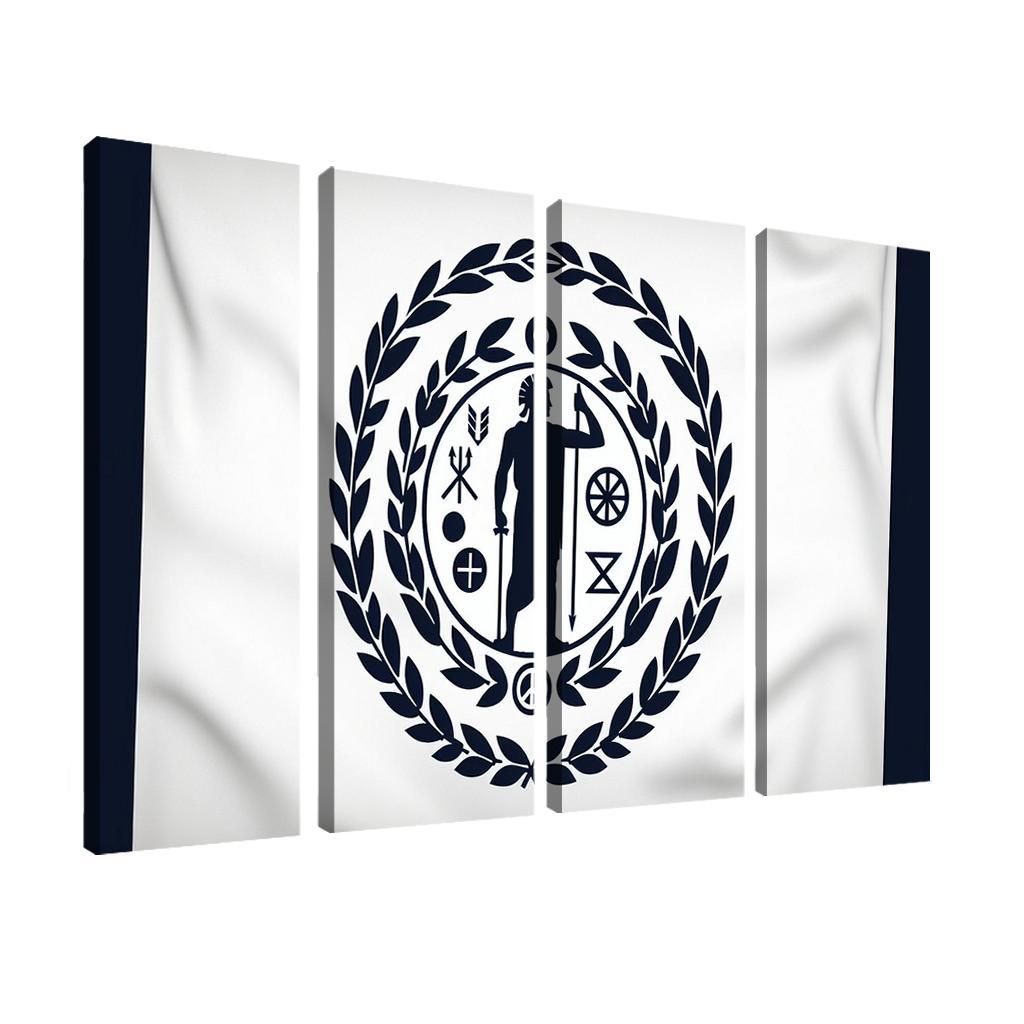 Stitching History The Flag of the Cherokee Nation 4 Piece HD Modern Canvas Panels-Original Frame