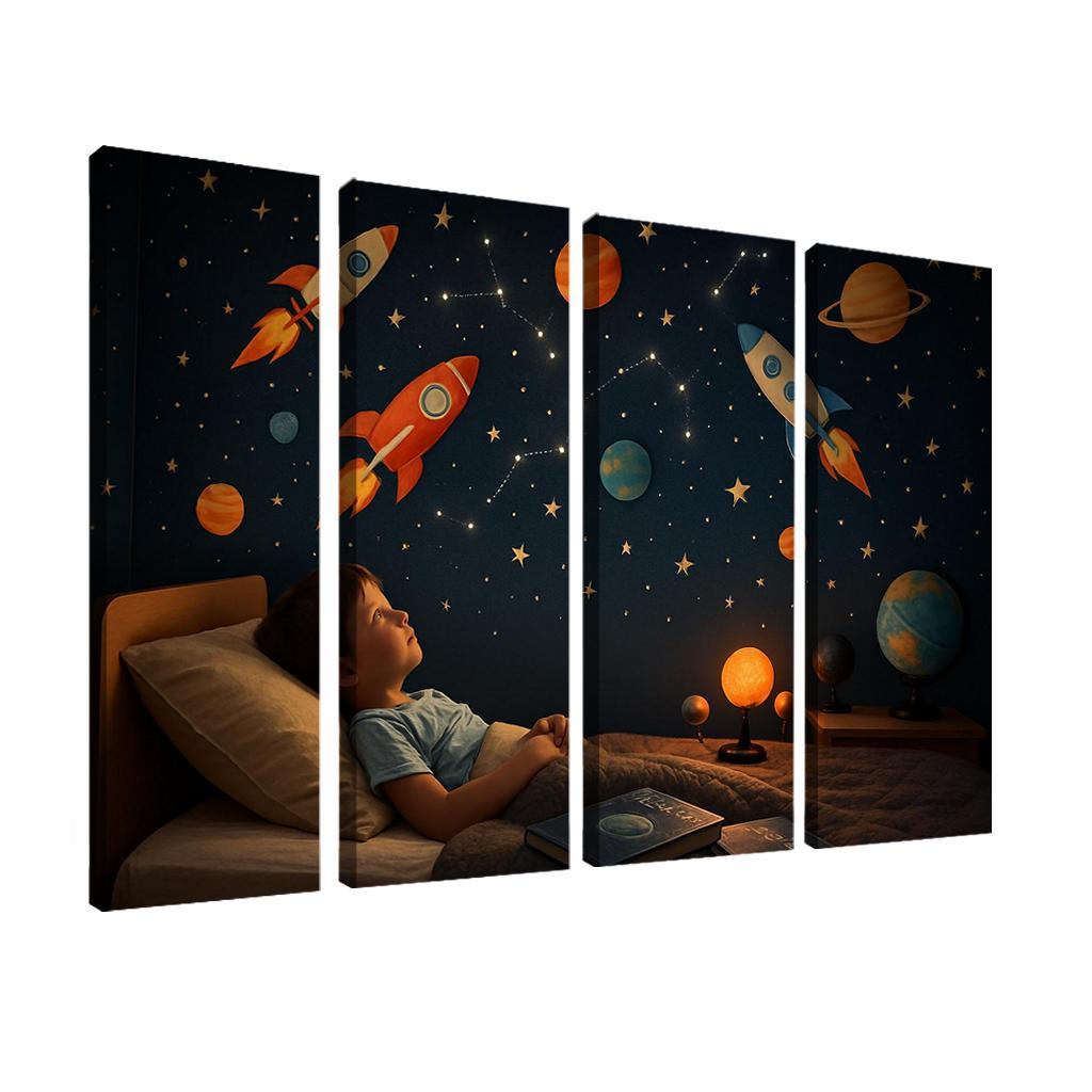 Space Explorer Rocket Panel Oil Paintings Frame