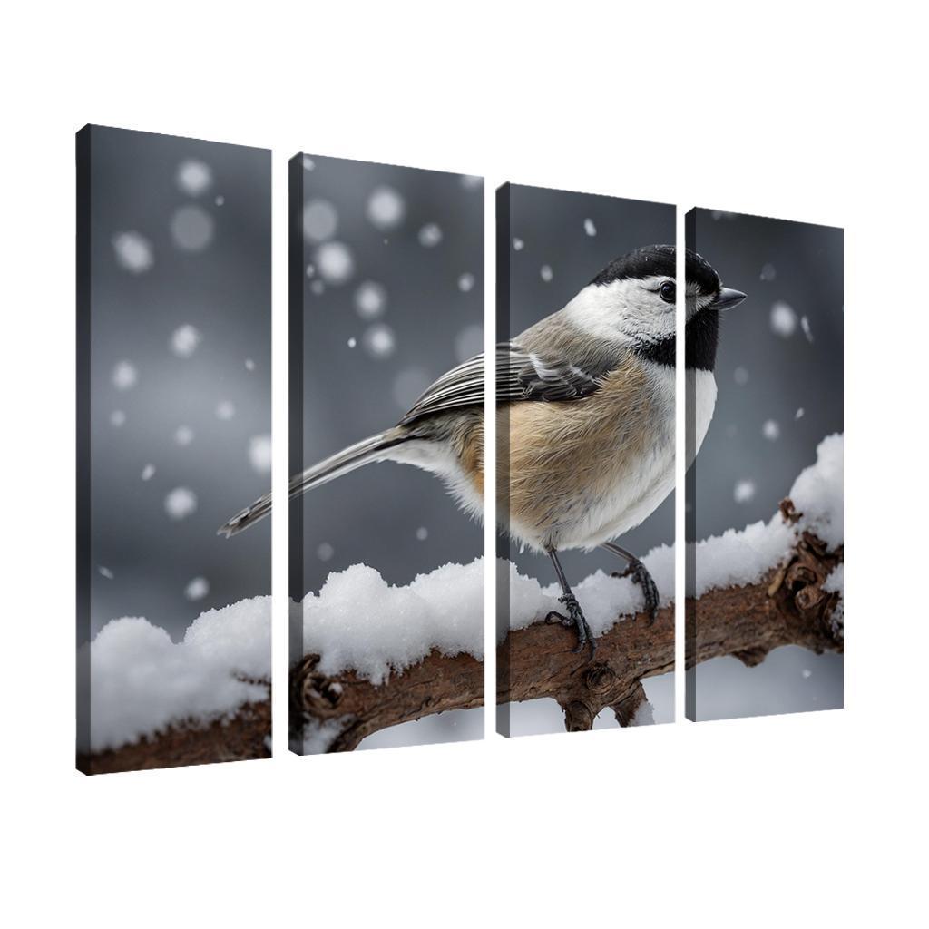 The Elegant Black-capped Chickadee In The Winter Canvas Paintings Frame