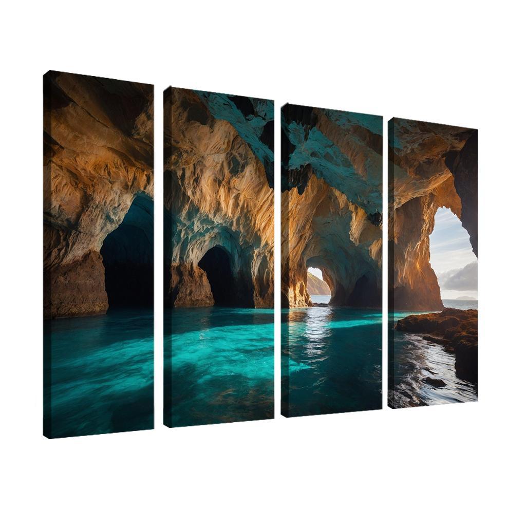 The Captivating Depths Of Azure Sea Caves Multi-panel Paintings