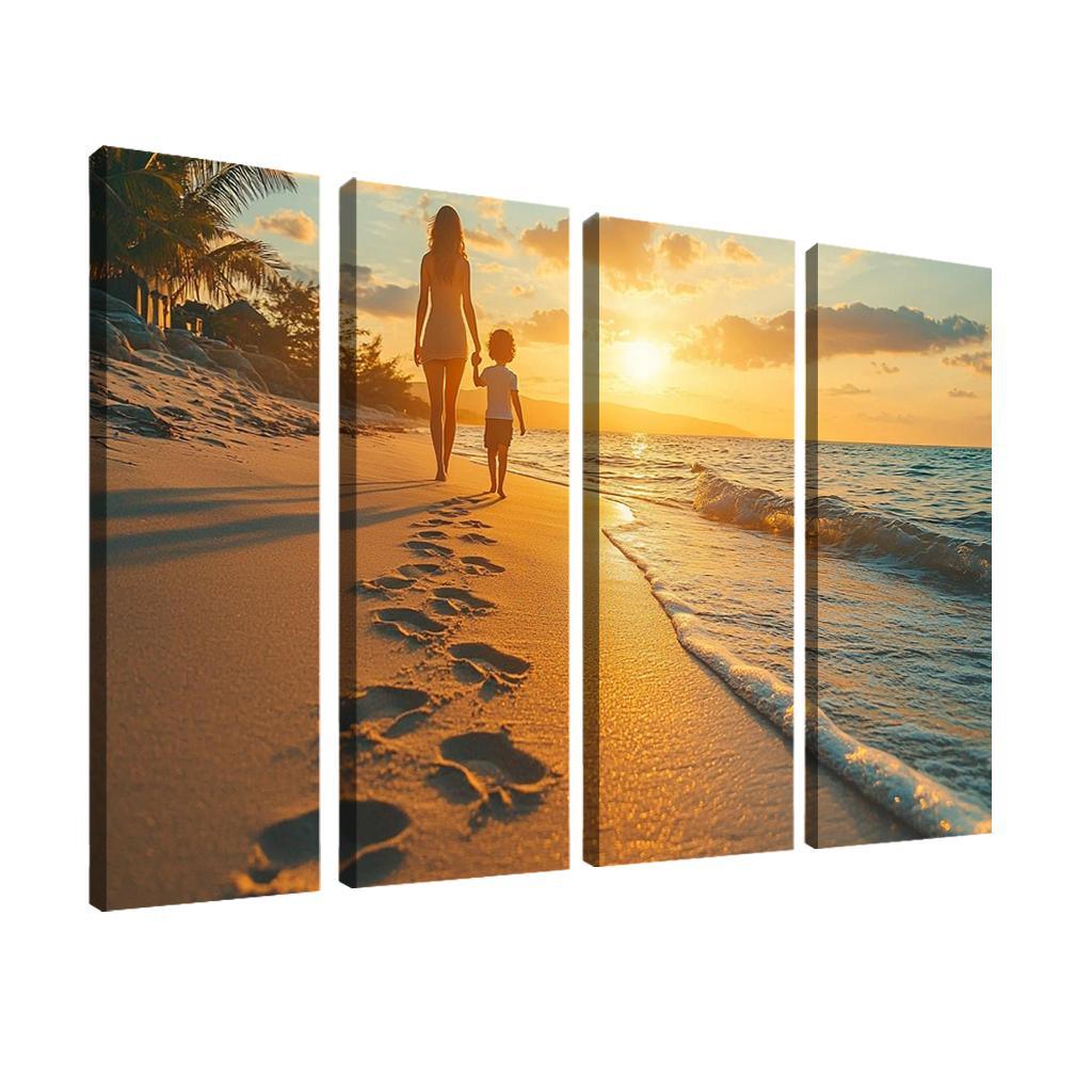 Footprints In The Sand A Mothers Guiding Steps Canvas Paintings Frame