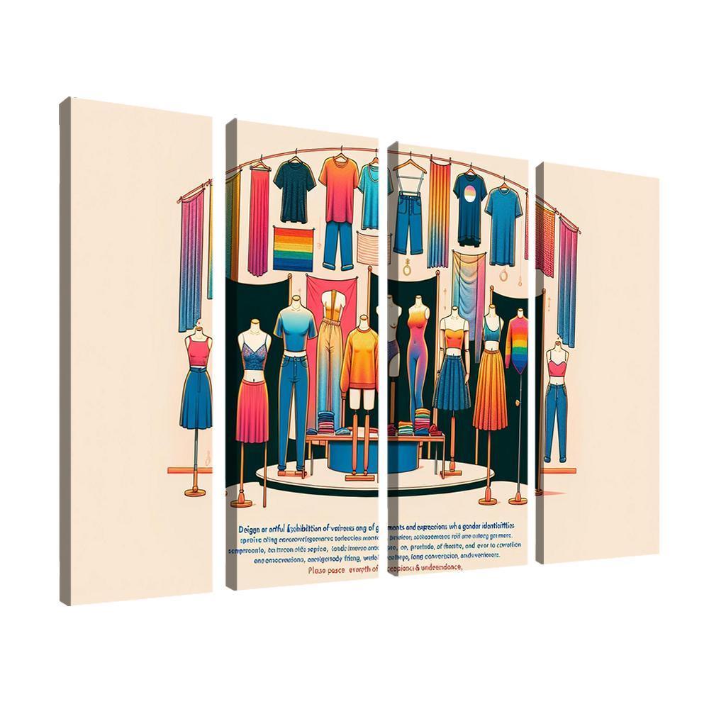 Threads of Identity Navigating Gender and Expression 4 Piece HD Modern Canvas Panels-Original Frame