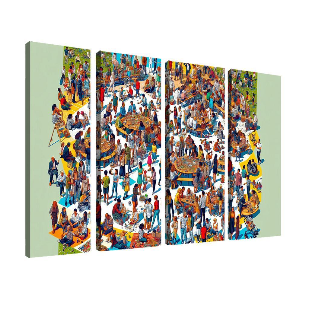 Shared Spaces Celebrating Community And Togetherness Multi-panel Paintings