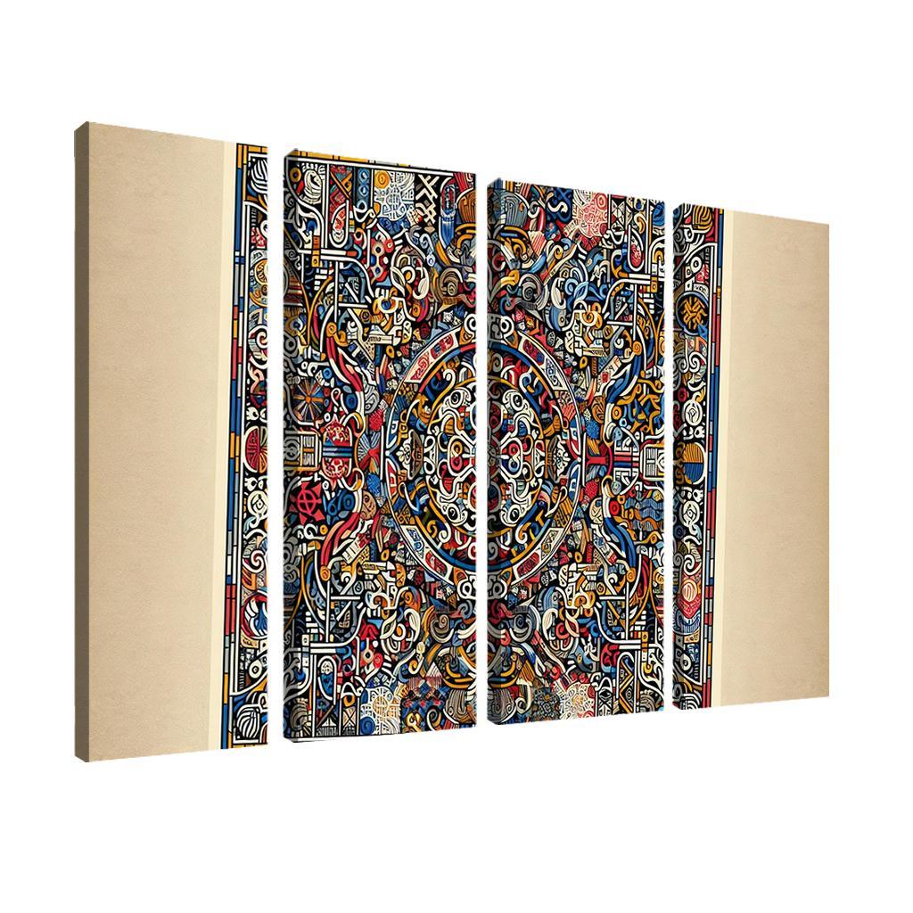 Cultural Mosaic Celebrating Diversity and Heritage 4 Piece HD Modern Canvas Panels-Original Frame