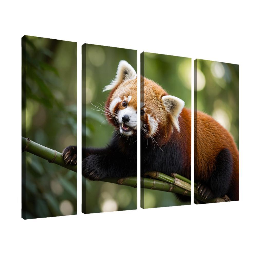 The Enigmatic Red Panda In The Bamboo Forest Framed Paintings