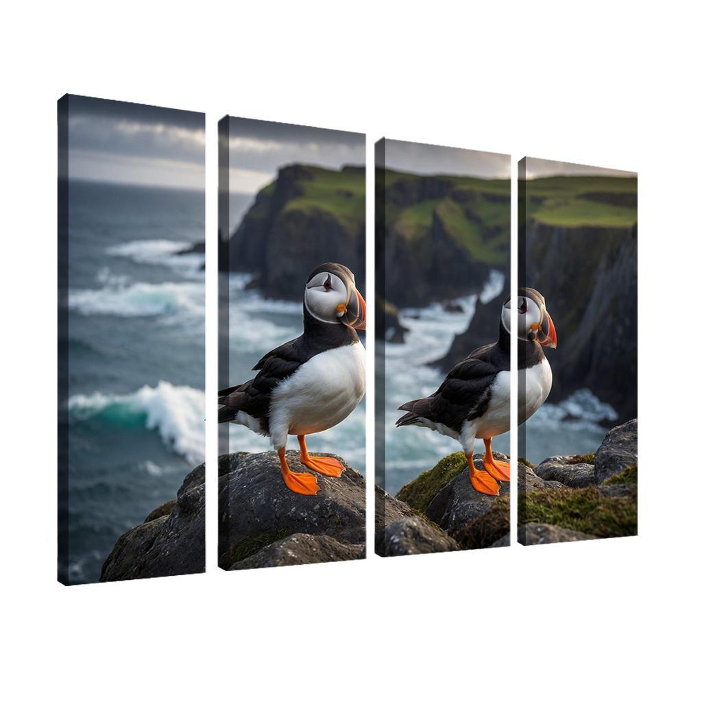 The Colorful Puffin Clown Of The Sea Modern Paintings Frame