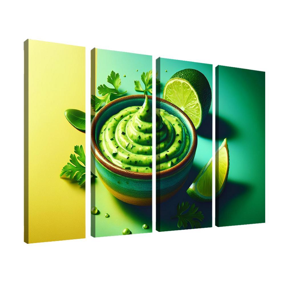 Creamy Avocado Lime Dressing 4 Piece HD Modern Canvas Panels-Original Frame