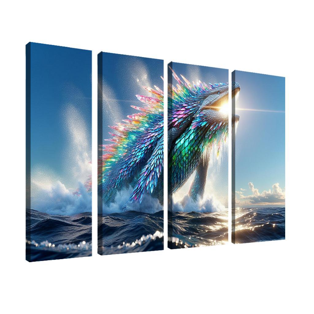 The Crystal Leviathan 4 Piece HD Modern Canvas Panels-Original Frame
