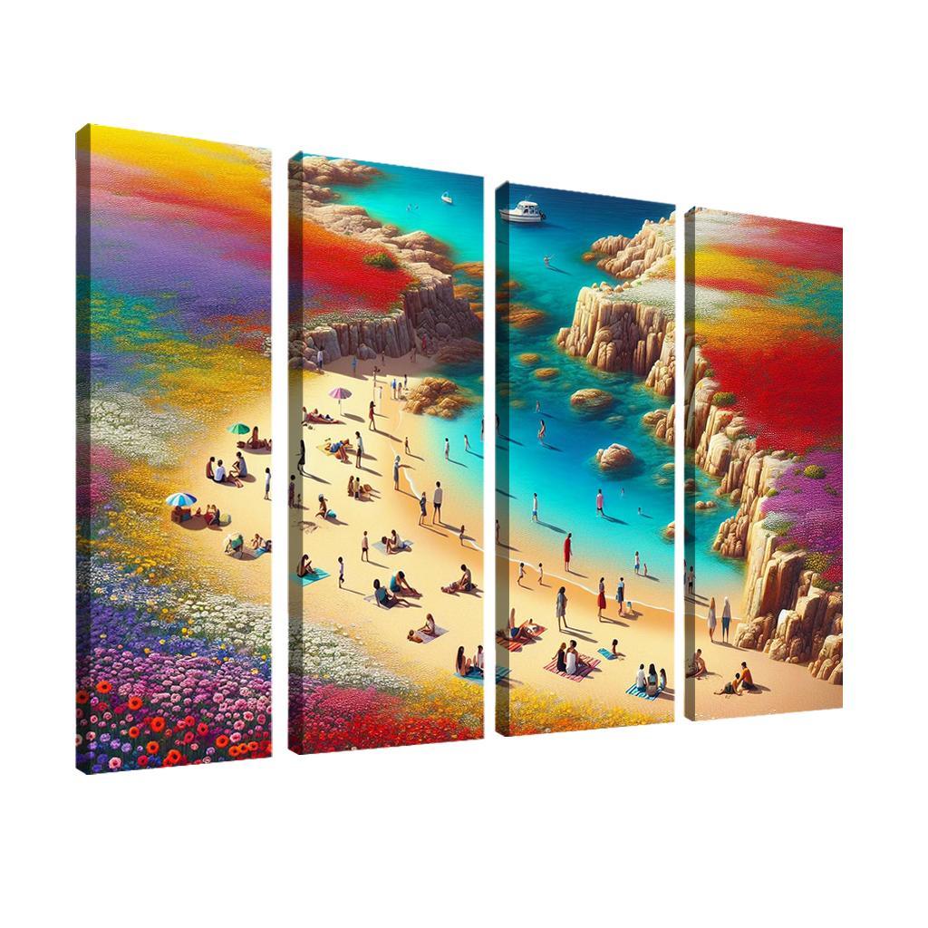 Coastal Wildflower Beach Modern Paintings Frame
