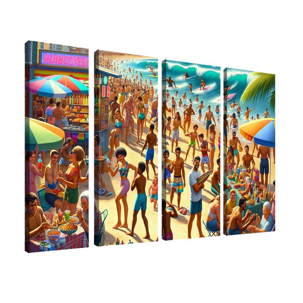 Sunshine Harbor Beach Modern Paintings Frame