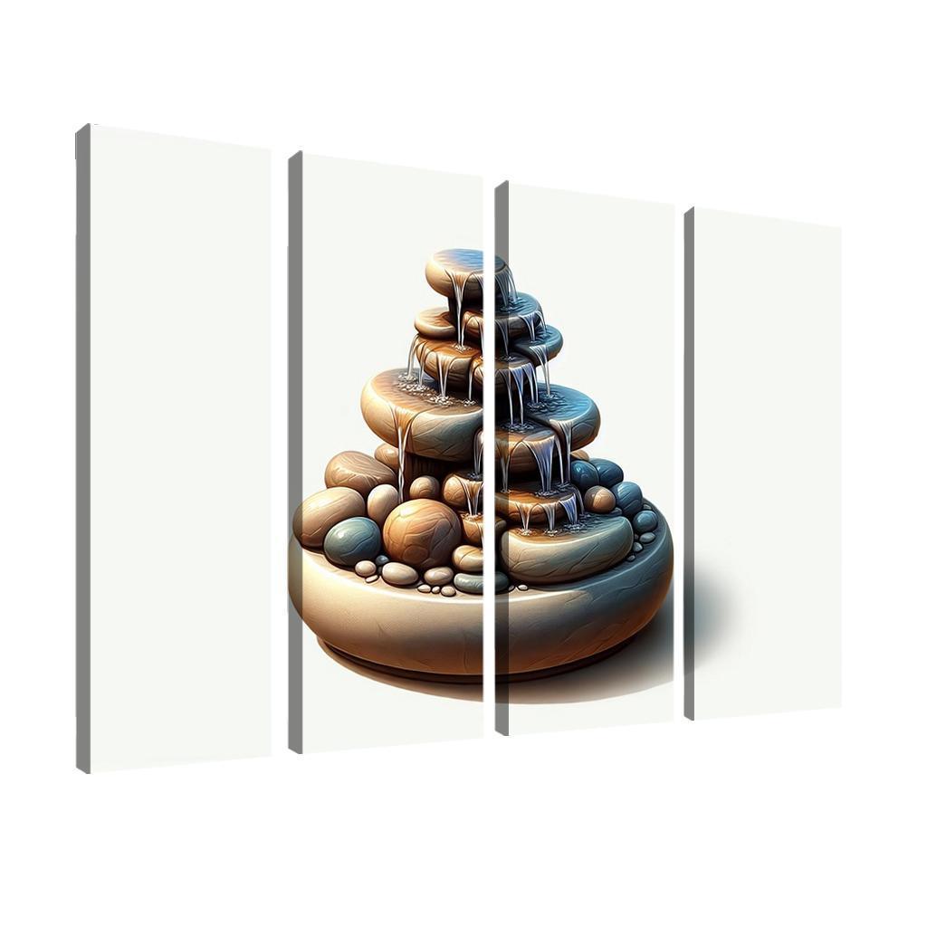 Cascading Waterfall Table Fountain 4 Piece HD Modern Canvas Panels-Original Frame