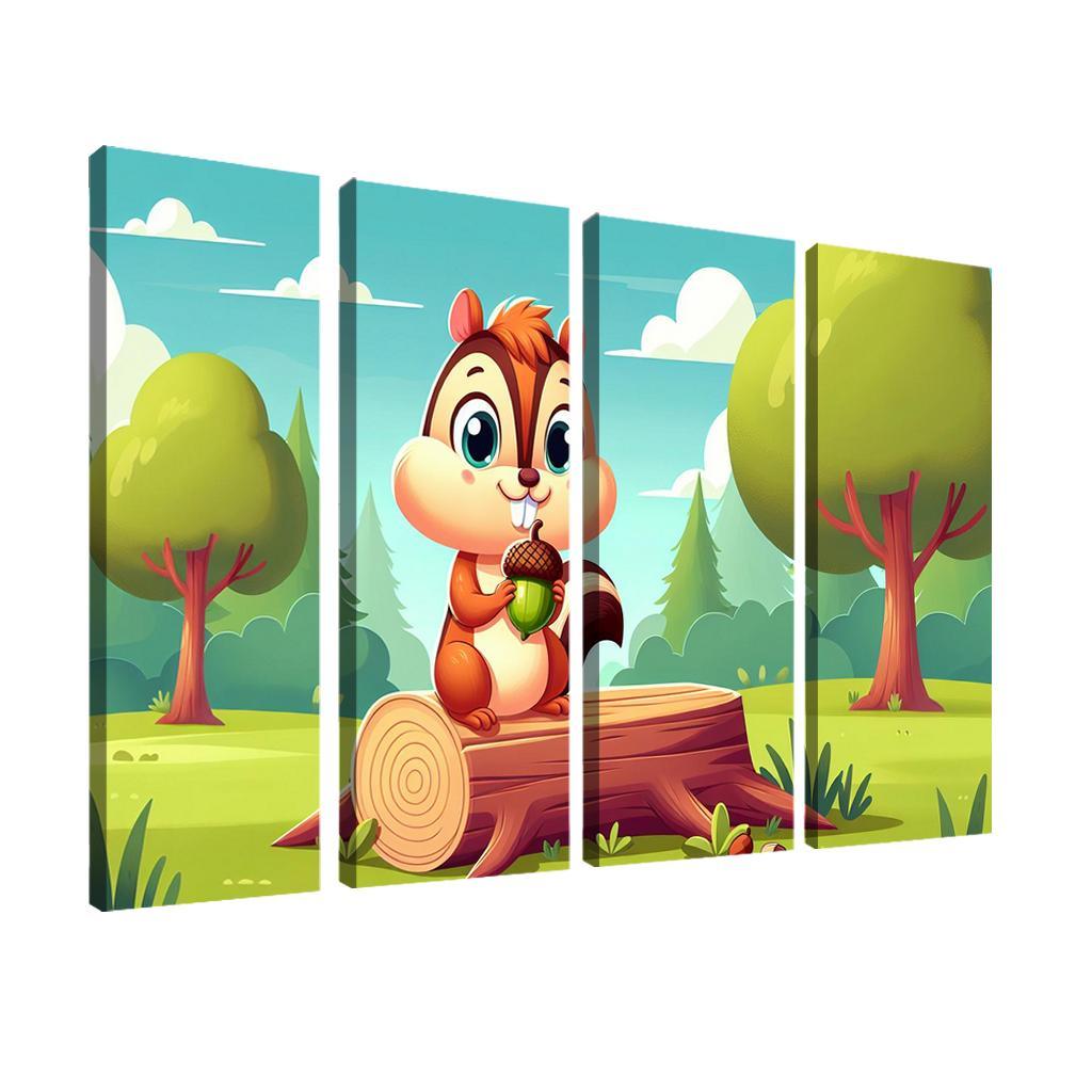 Cheeky Chipmunk 4 Piece HD Modern Canvas Panels-Original Frame