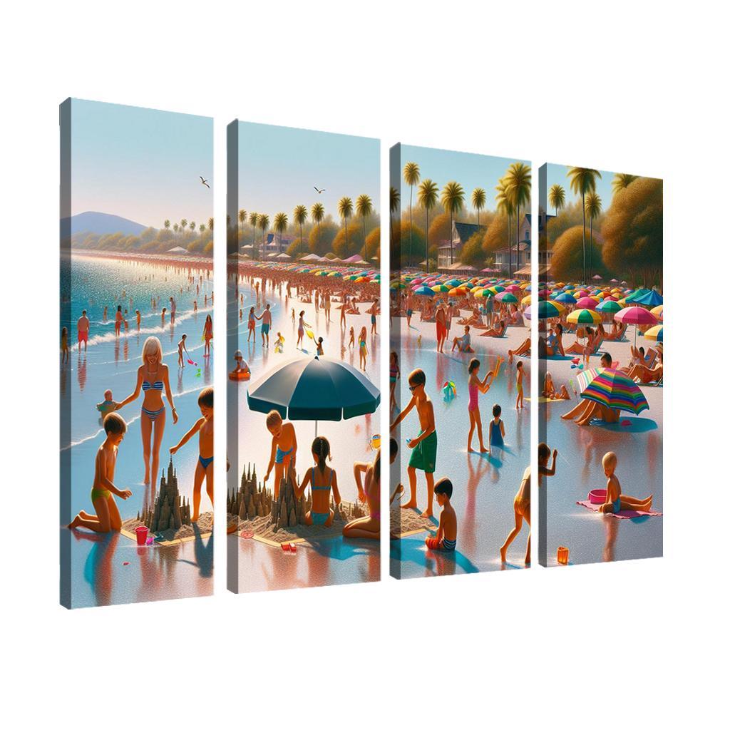 Silver Sands Beach Family Fun Oasis Premium Artwork Frames