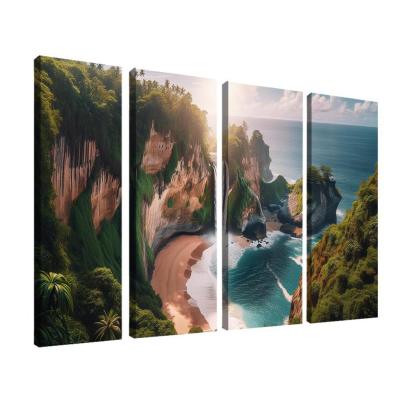 Cascading Waterfalls Beach Modern Paintings Frame