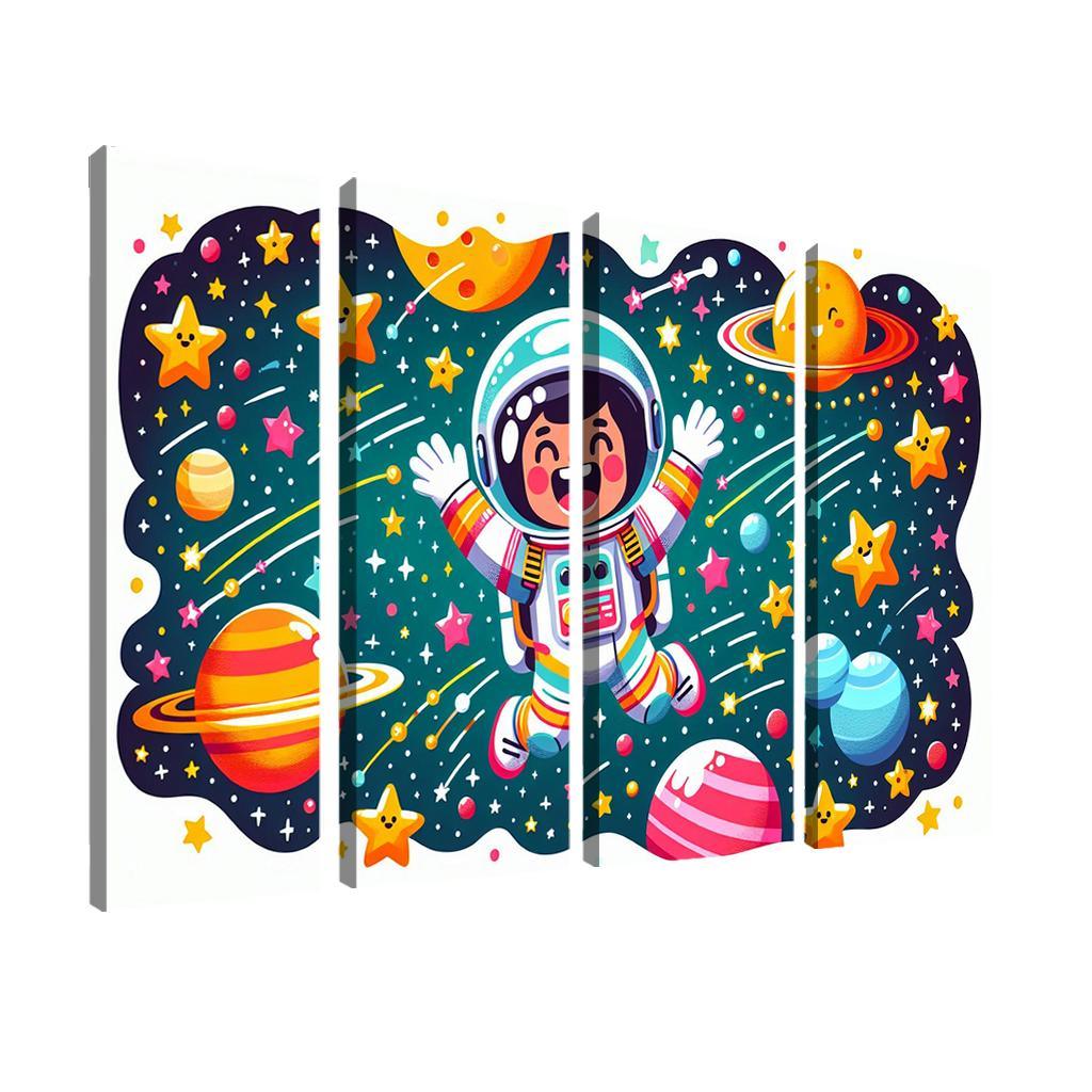 Astronaut Adventure 4 Piece HD Modern Canvas Panels-Original Frame