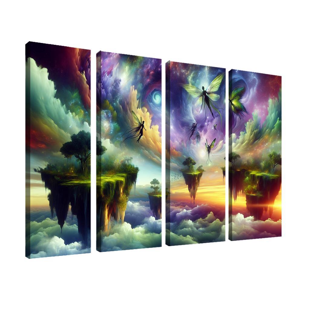 The Aetherium Realm A Dimension of Endless Skies 4 Piece HD Modern Canvas Panels-Original Frame