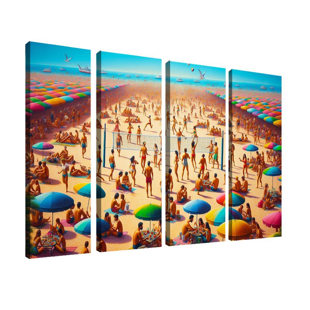 Sunny Retreat Vibrant Beach Life Abstract Paintings Frame