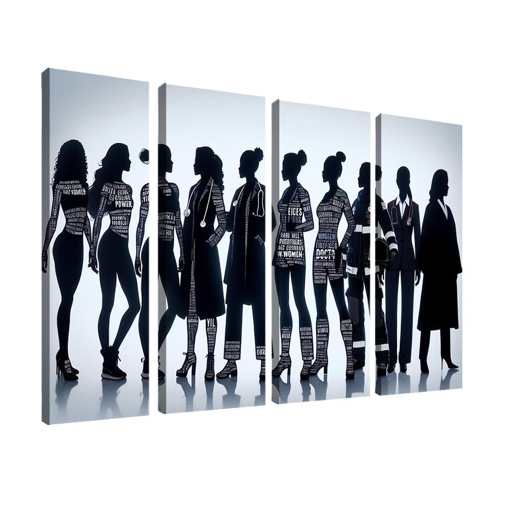 Voices of Change Empowering Women through Art 4 Piece HD Modern Canvas Panels-Original Frame