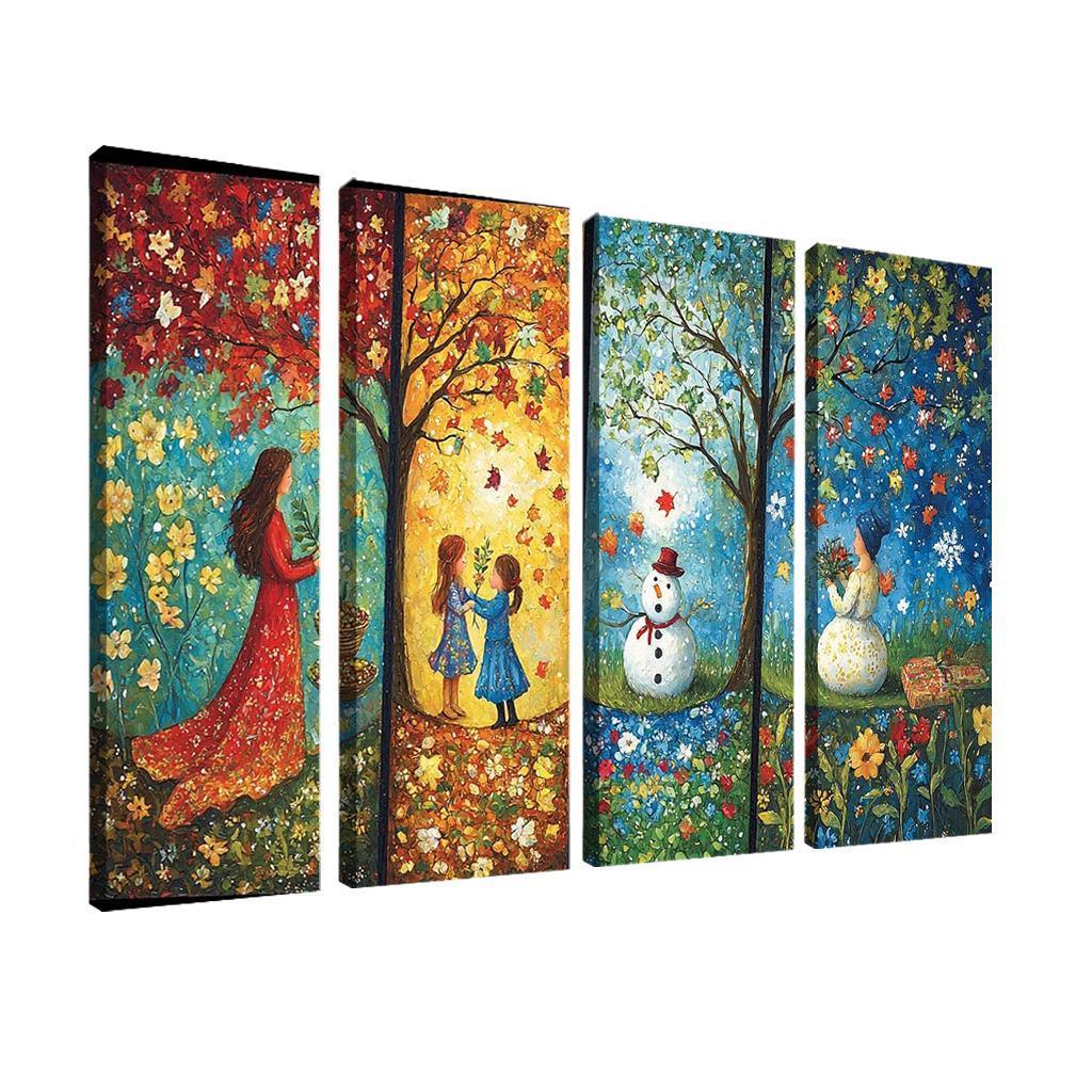Seasons Of Growth Nurtured By A Mothers Care Custom Paintings Frame