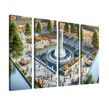 Dynamic Urban Water Features Custom Paintings Frame