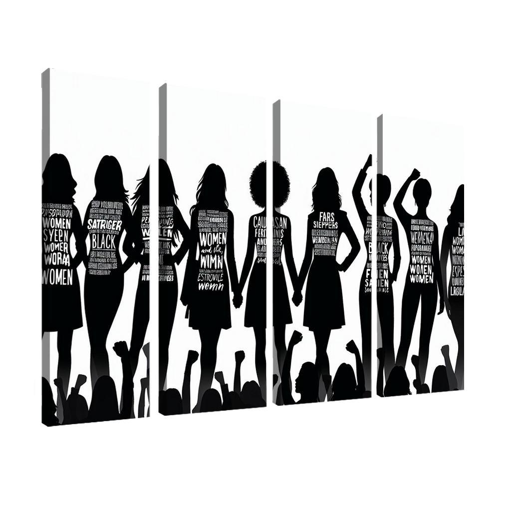 Voices of Change Empowering Women through Art 4 Piece HD Modern Canvas Panels-Original Frame