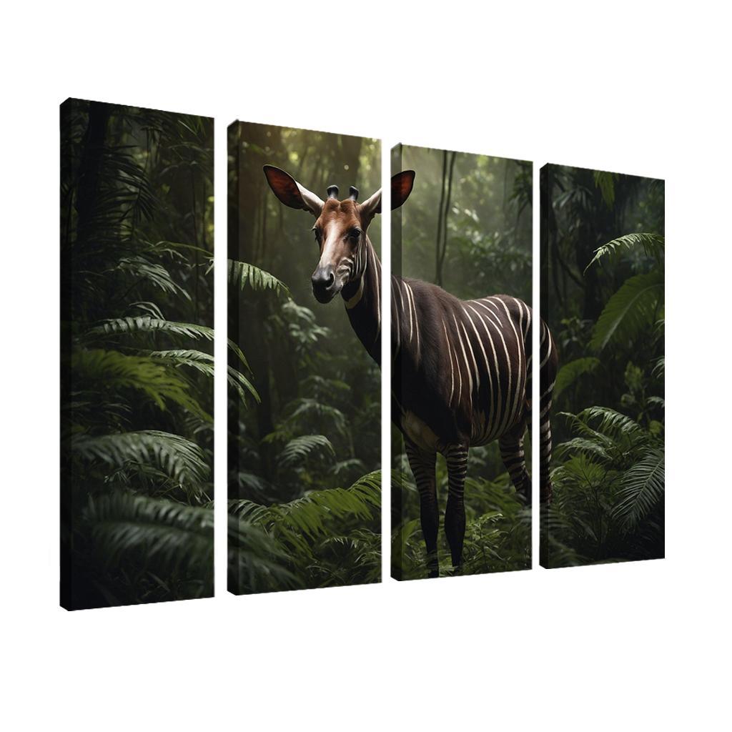 The Spectacular Okapi Forest Giraffe Canvas Paintings Frame
