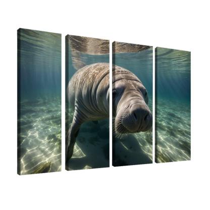 The Gentle Manatee In Calm Waters Framed Paintings