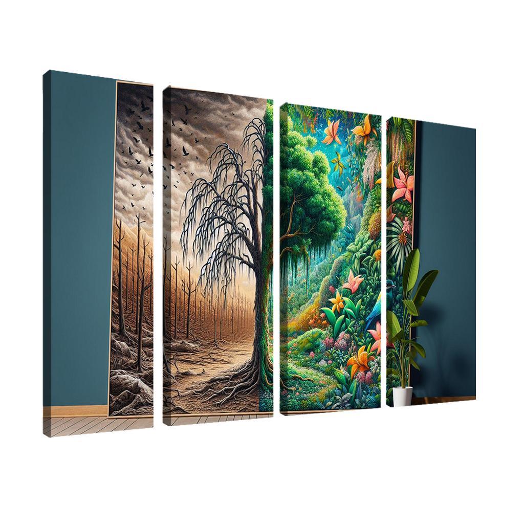 The Last Breath A Call for Climate Justice 4 Piece HD Modern Canvas Panels-Original Frame