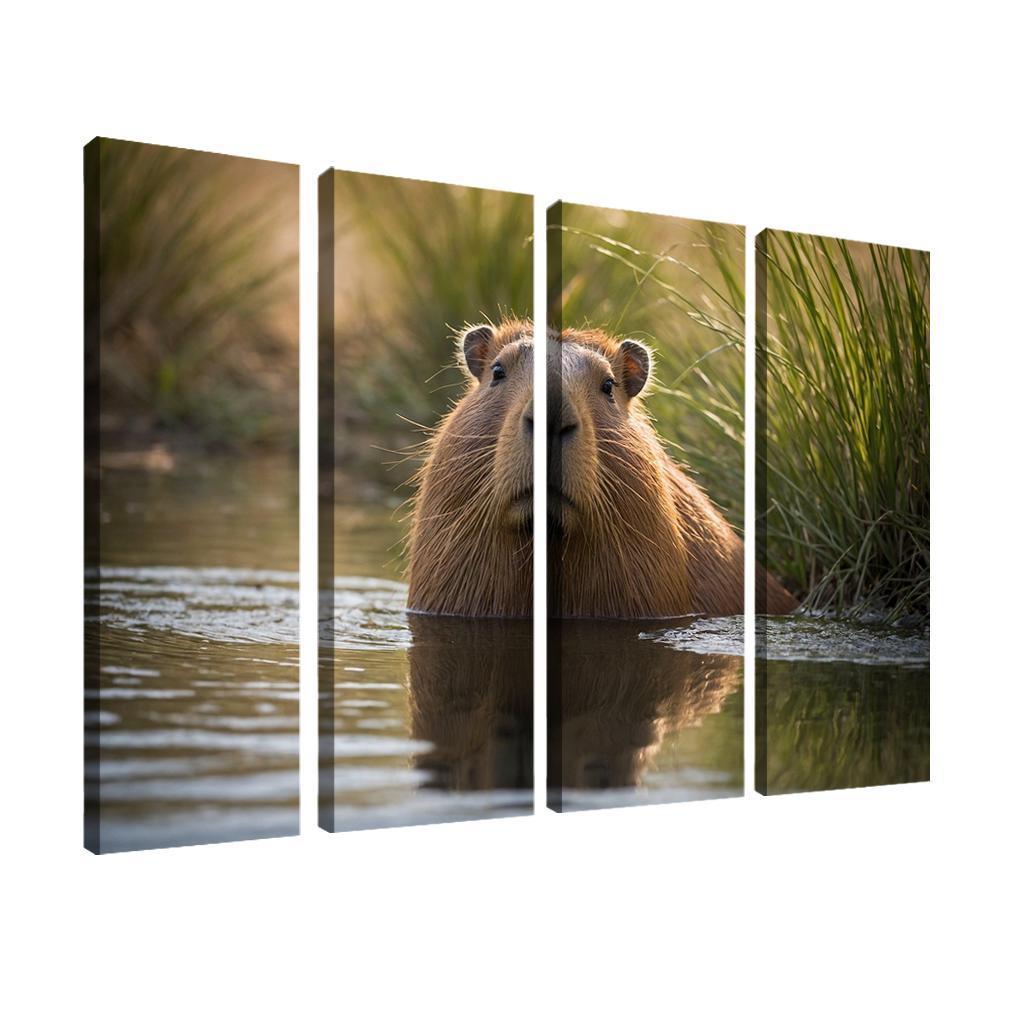 The Charming Capybara By A Waterhole Framed Paintings