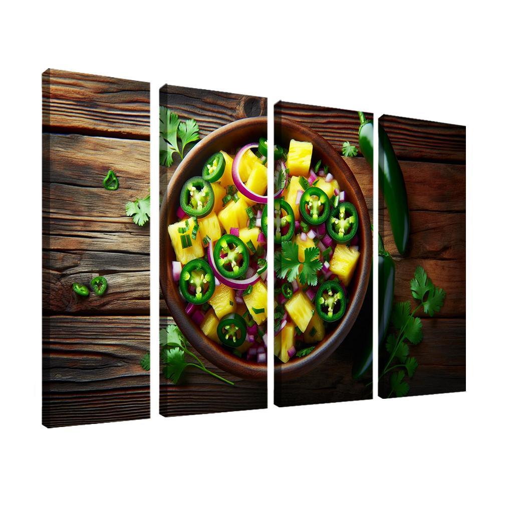 Spicy Pineapple Salsa 4 Piece HD Modern Canvas Panels-Original Frame