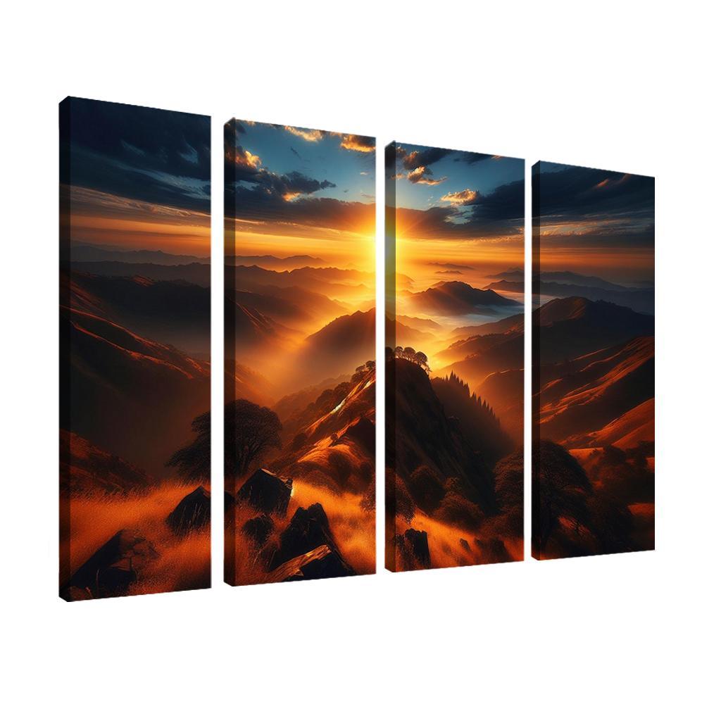 The Radiant Glow Of Sunrise Over Hilltops Custom Paintings Frame