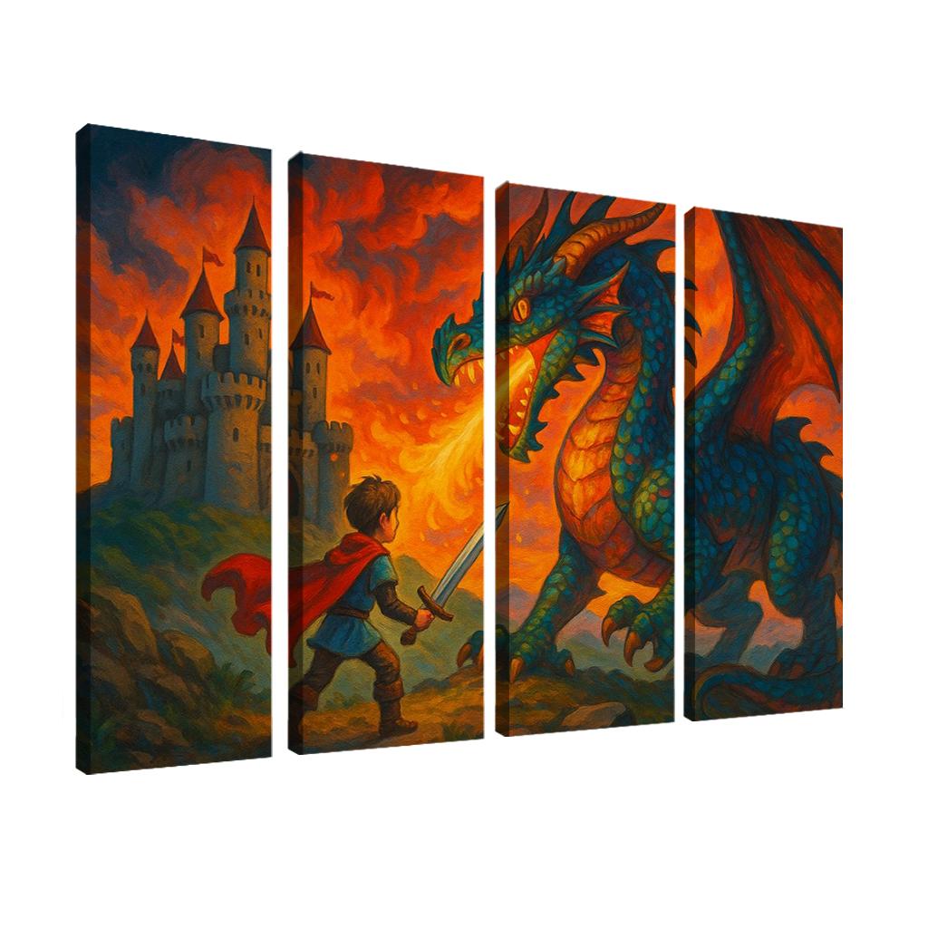 Dragon Quest - Fantasy Adventure Panel Framed Paintings