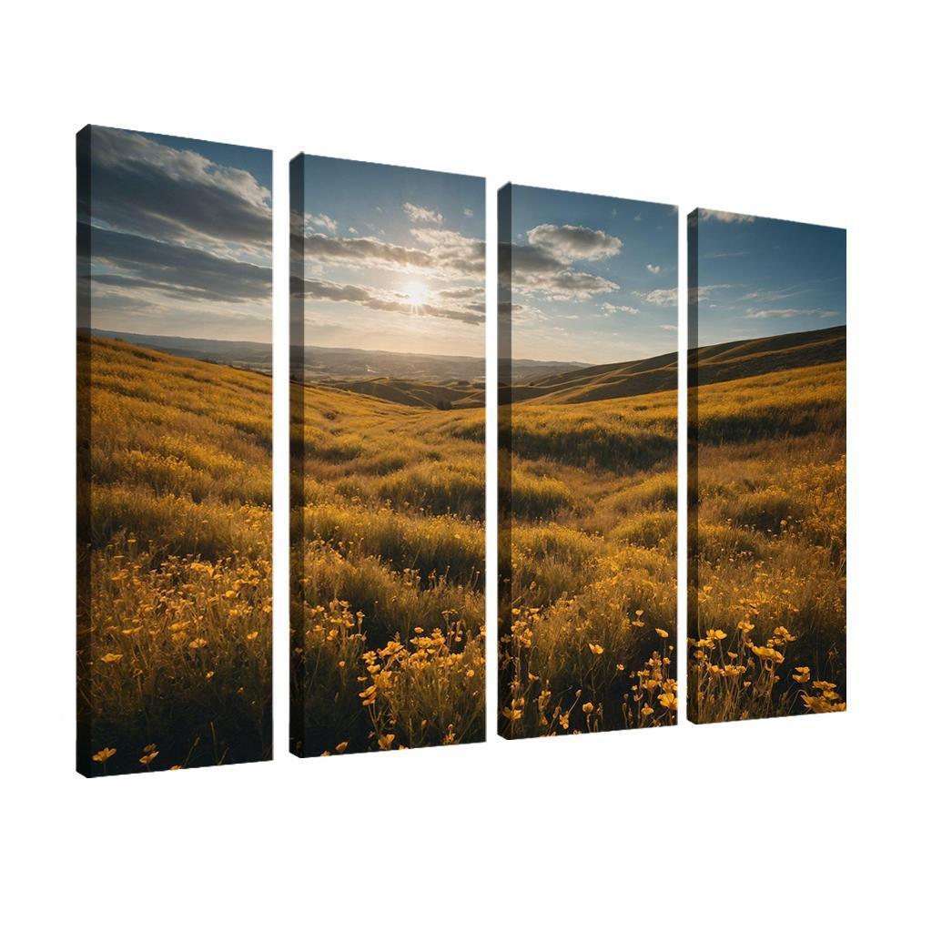 The Elysian Fields Of Golden Wildflowers Multi-panel Paintings