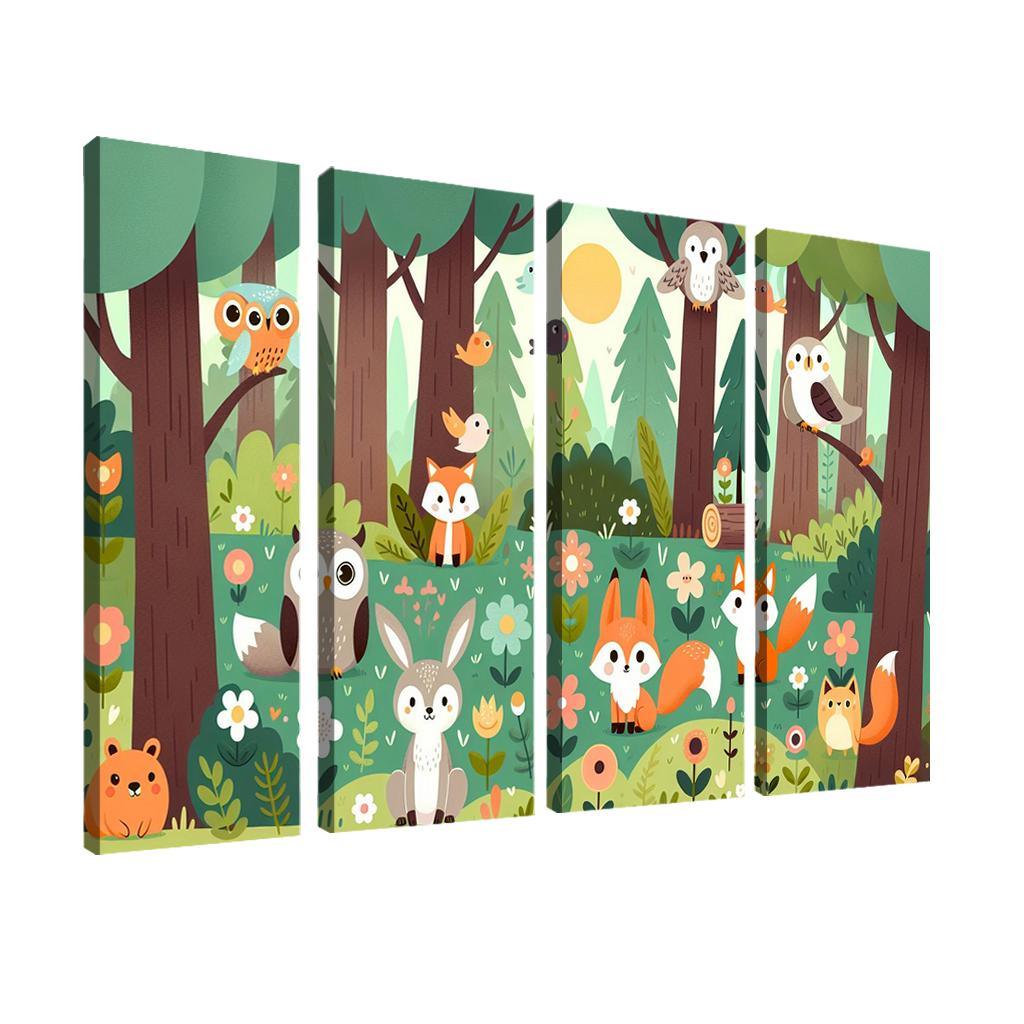 Magical Forest Creatures 4 Piece HD Modern Canvas Panels-Original Frame