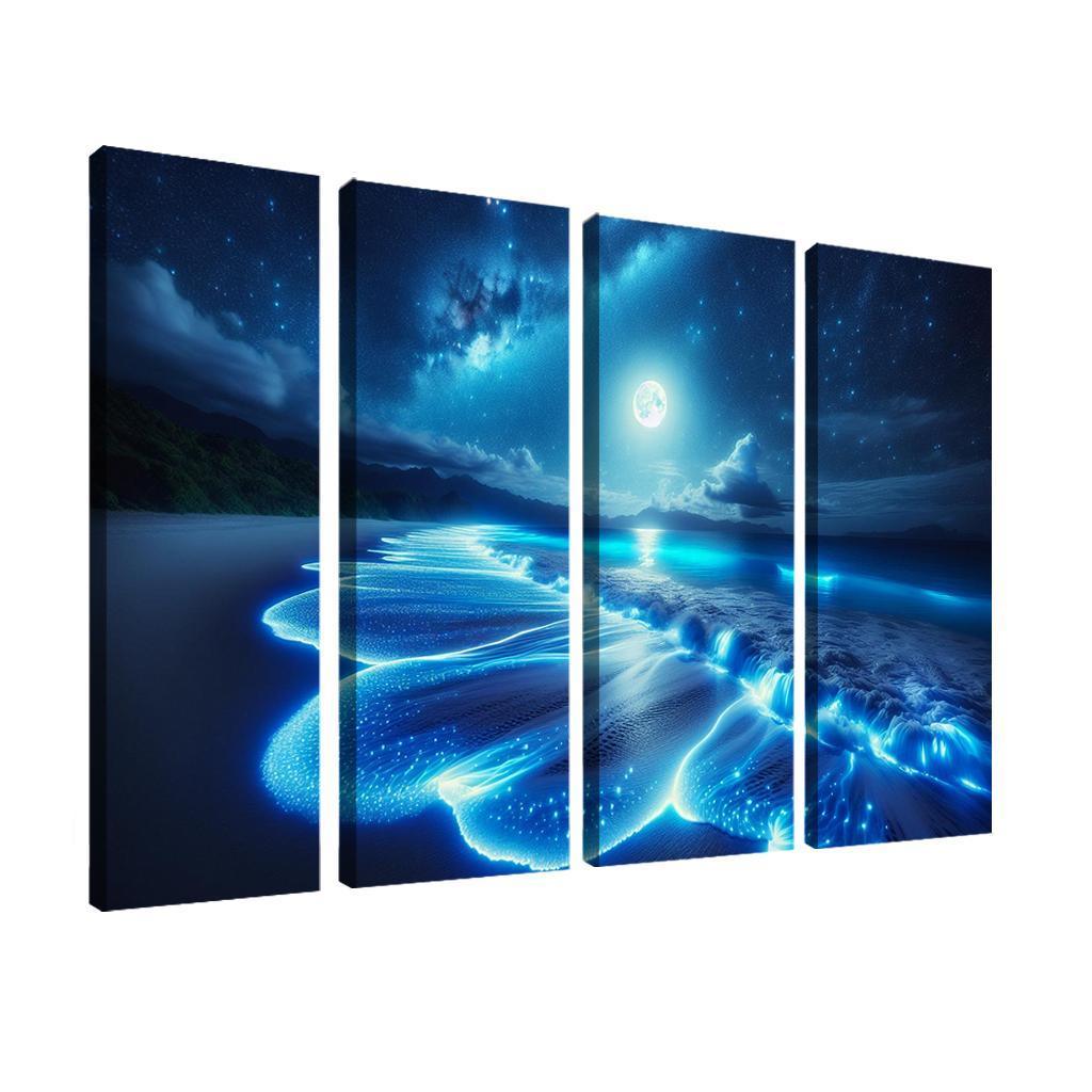 Mystic Moonlight Beach Modern Paintings Frame