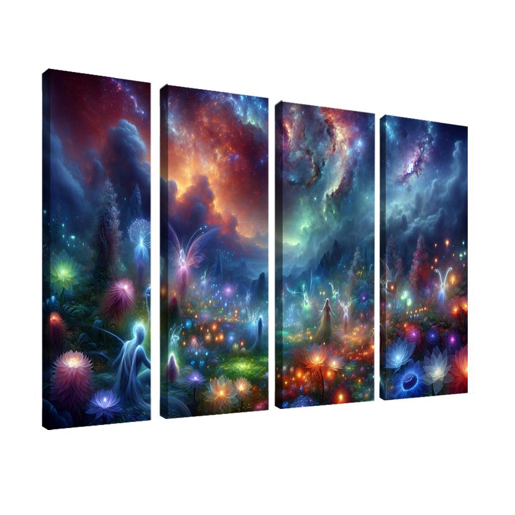 The Nebula Gardens 4 Piece HD Modern Canvas Panels-Original Frame