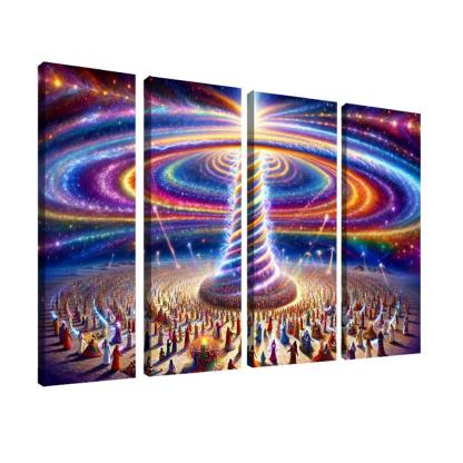 The Aetheric Spiral 4 Piece HD Modern Canvas Panels-Original Frame