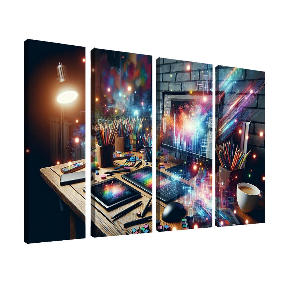 Digital Art Create Your Own Virtual Masterpieces 4 Piece HD Modern Canvas Panels-Original Frame