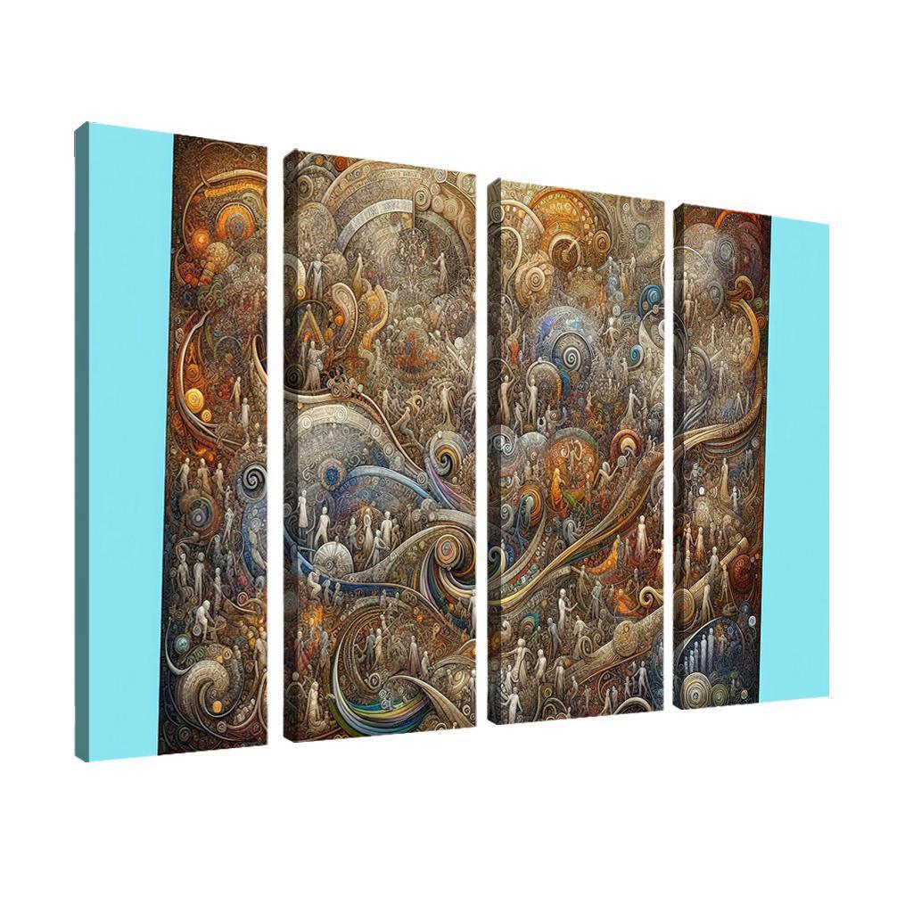 Interwoven Stories of Existence 4 Piece HD Modern Canvas Panels-Original Frame