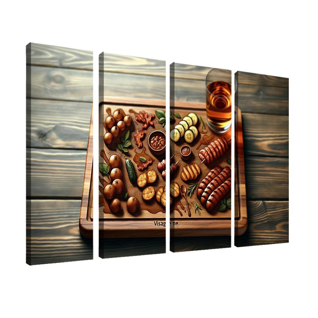 Artisan Wood Serving Board 4 Piece HD Modern Canvas Panels-Original Frame