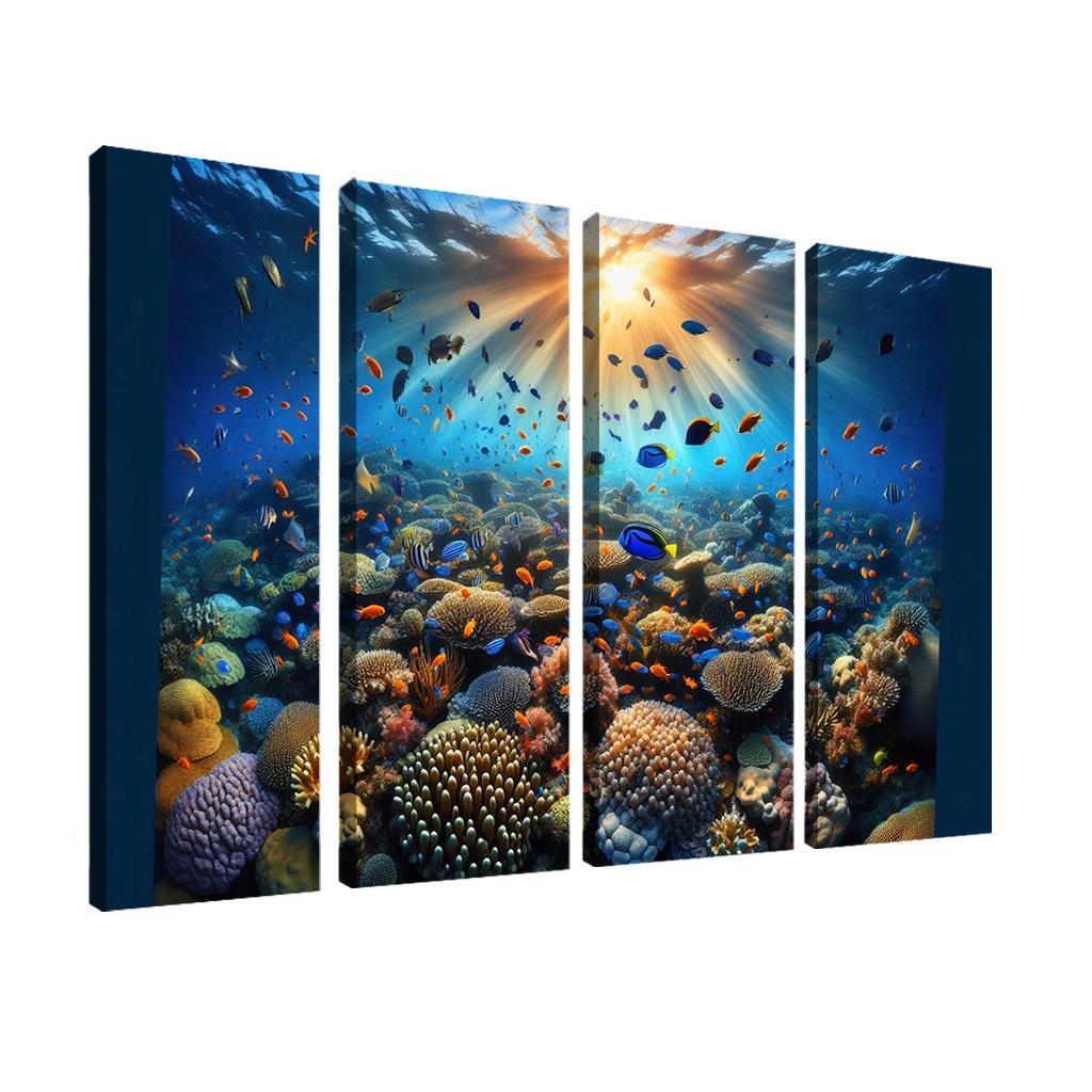 Sunset Reef Snorkel Under Vibrant Colors Custom Paintings Frame