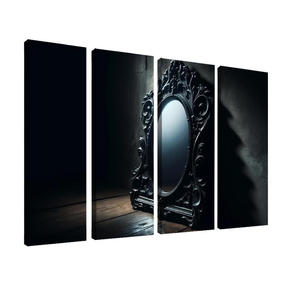 Haunting Reflections The Mirror of Secrets 4 Piece HD Modern Canvas Panels-Original Frame