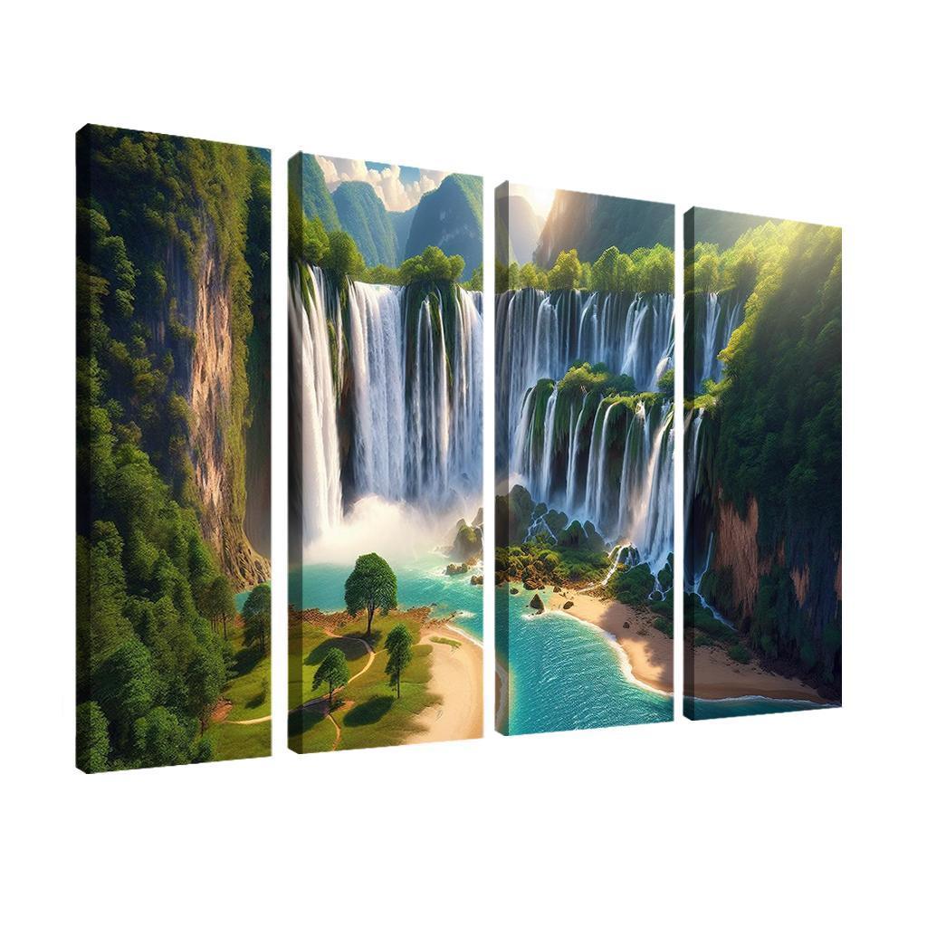 Hidden Falls Beach Waterfall Oasis Abstract Paintings Frame