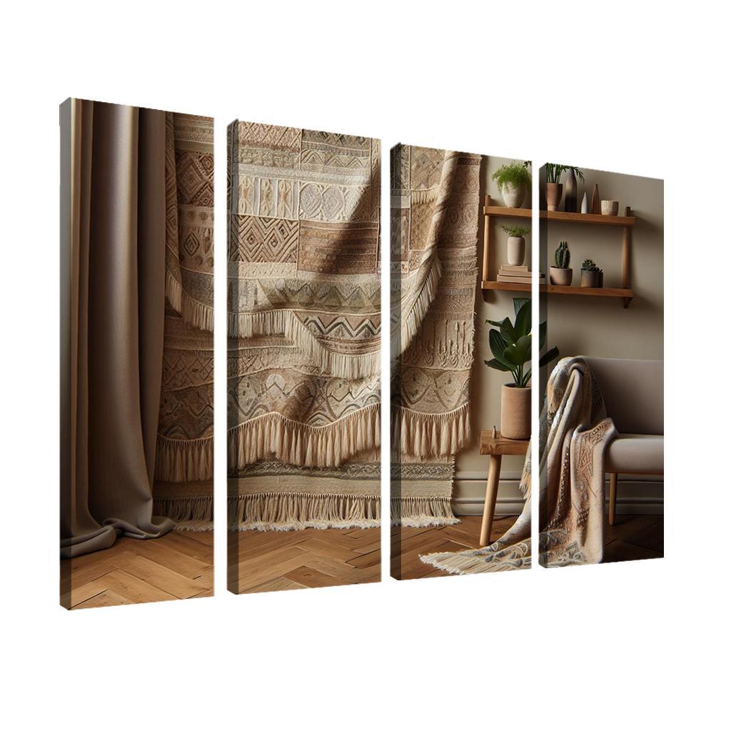 Textured Fabric Wall Hanging 4 Piece HD Modern Canvas Panels-Original Frame