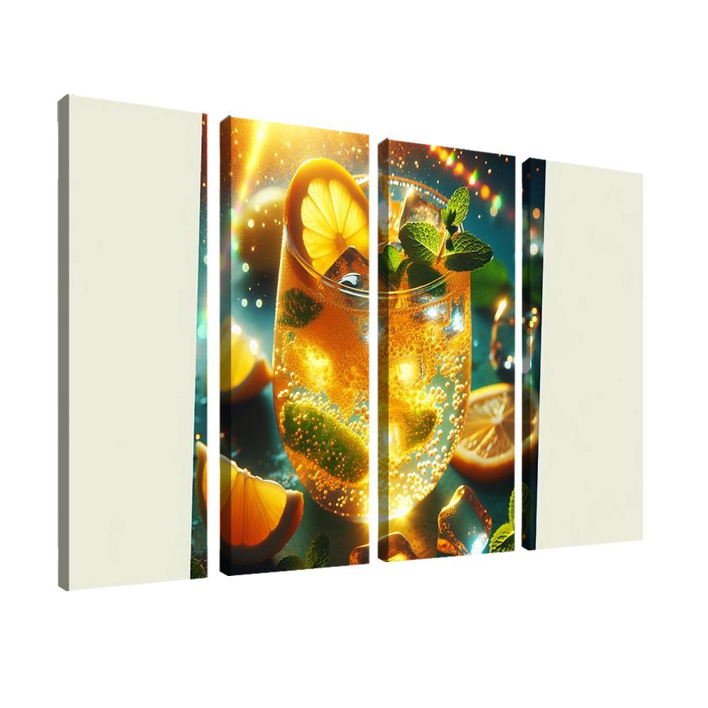 Golden Turmeric Ginger Lemonade 4 Piece HD Modern Canvas Panels-Original Frame