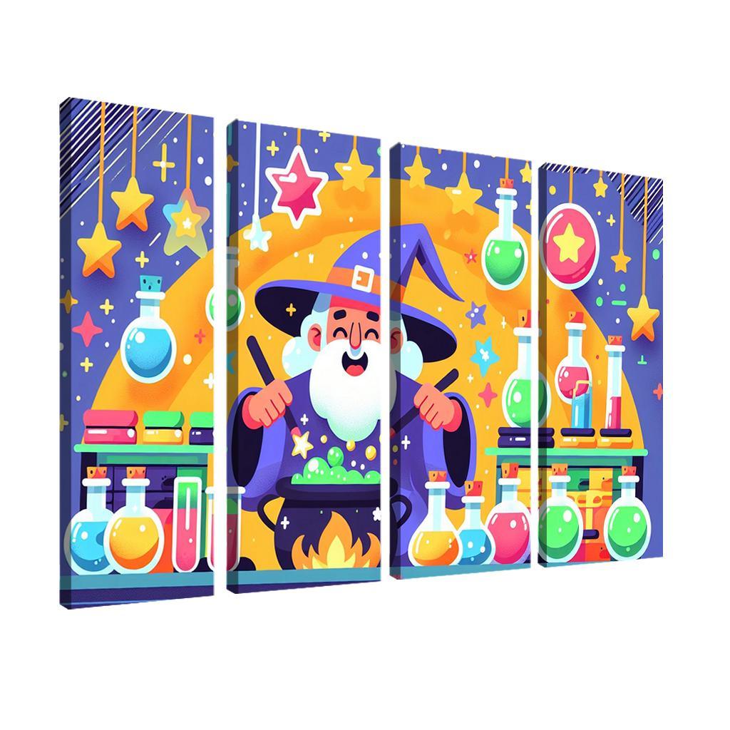 Whimsical Wizard Workshop 4 Piece HD Modern Canvas Panels-Original Frame