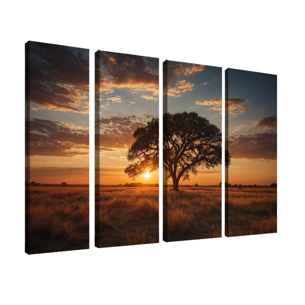 The Glowing Vistas Of Sunset Over The Plains Multi-panel Paintings