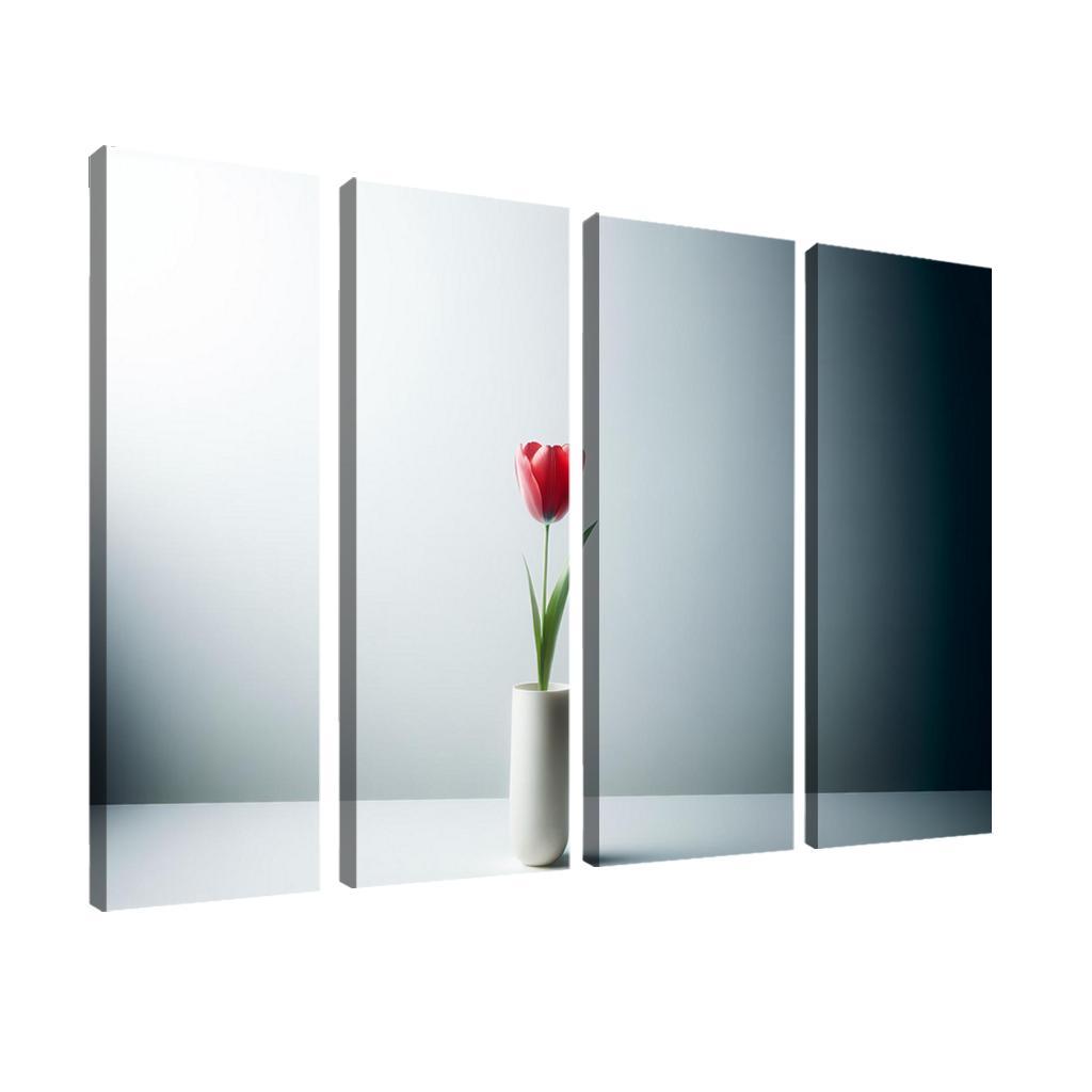 Botanical Minimalism A Single Stem Elegance 4 Piece HD Modern Canvas Panels-Original Frame