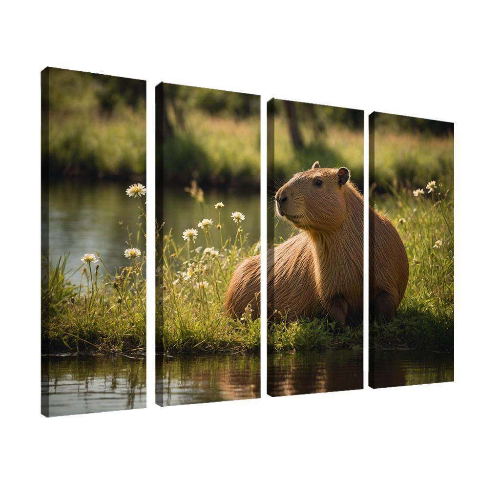 The Curious Capybara The Gentle Giant Of The Rodent Family Modern Paintings Frame