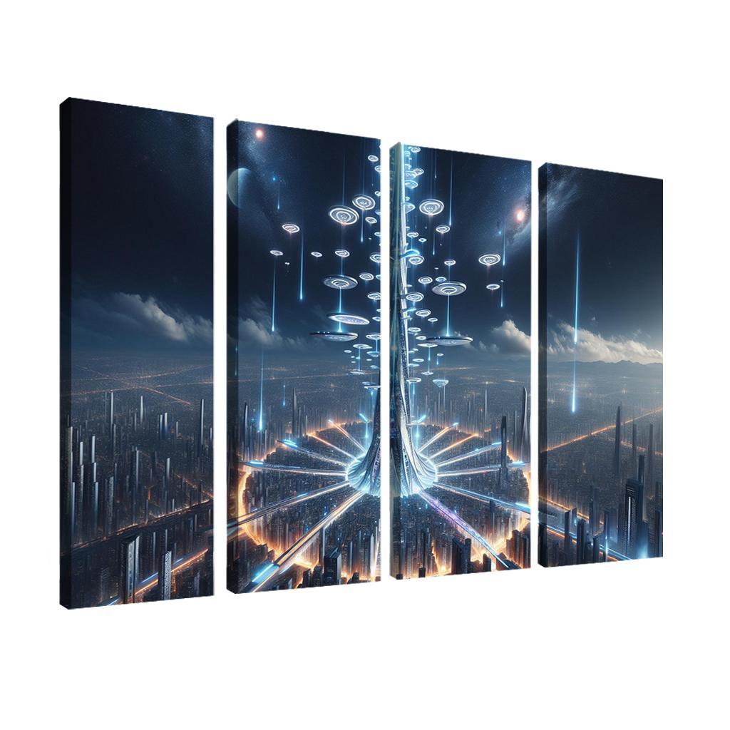 The Technomancer's Spire 4 Piece HD Modern Canvas Panels-Original Frame